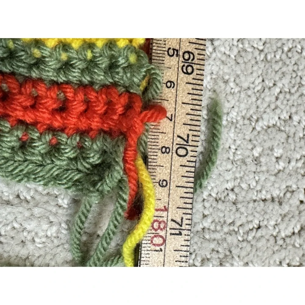 Handmade Crochet Blanket Afghan Throw 36x70 Green,‎ Orange, Yellow, White SOFT